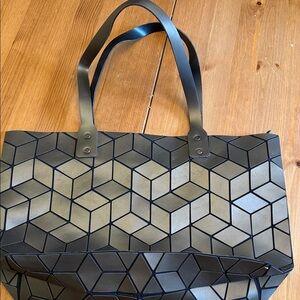 Chic Black Geometric Tote Bag Emilio Pepe